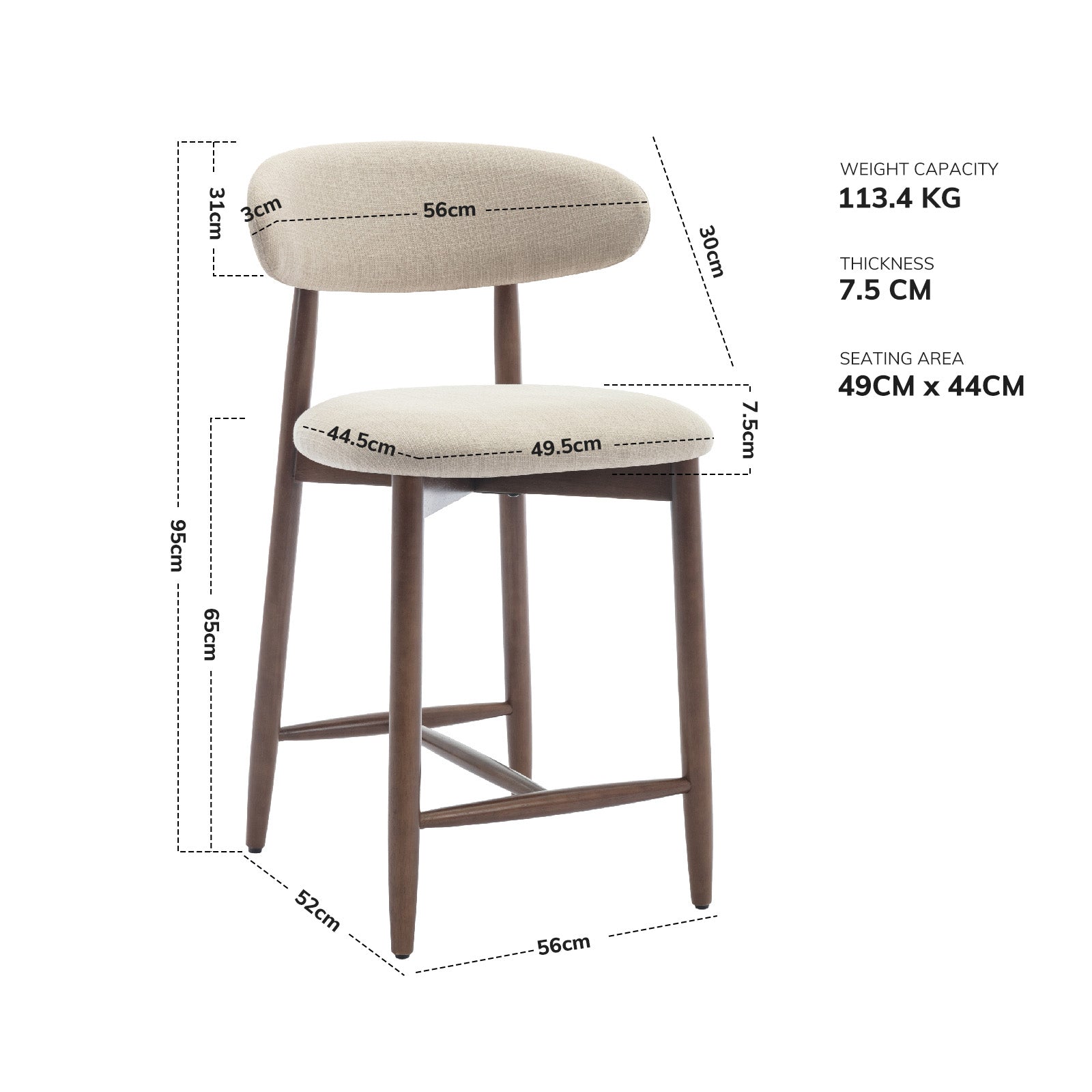 COLAMY ARLA Scandi Minimalist Dining Chair