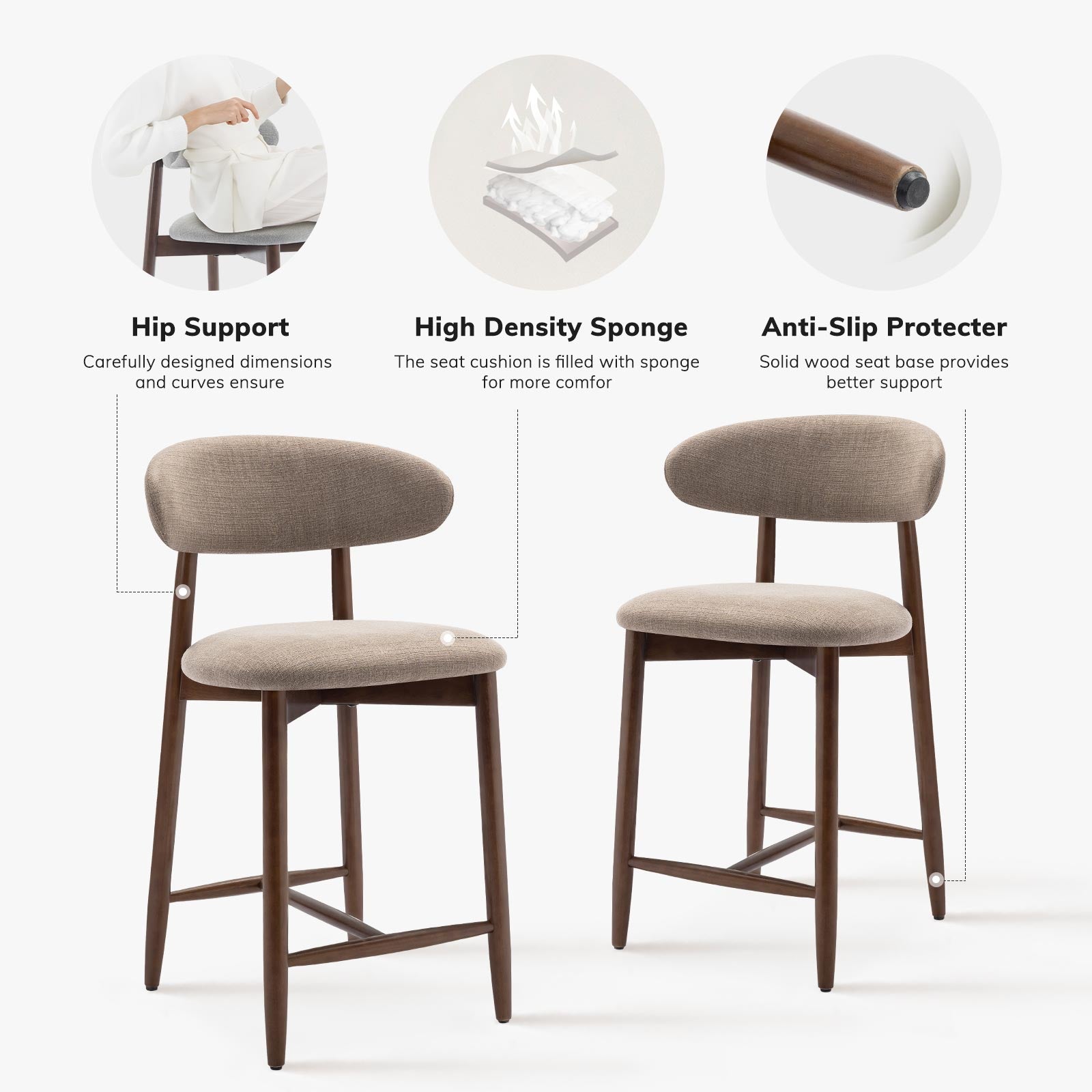 COLAMY ARLA Scandi Minimalist Dining Chair