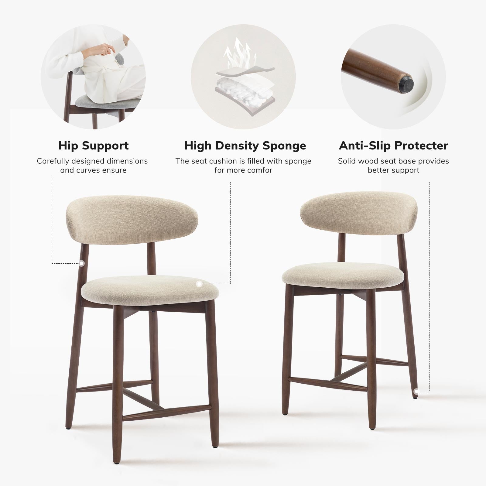 COLAMY ARLA Scandi Minimalist Dining Chair
