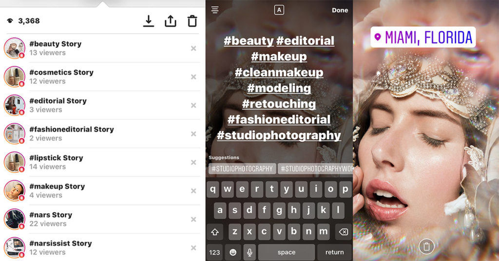 adding hashtags to instagram stories